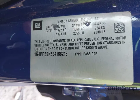 2014 Buick Verano Convenience Group z USA, uszkodzony, nr VIN 1G4PR5SK5E4168213